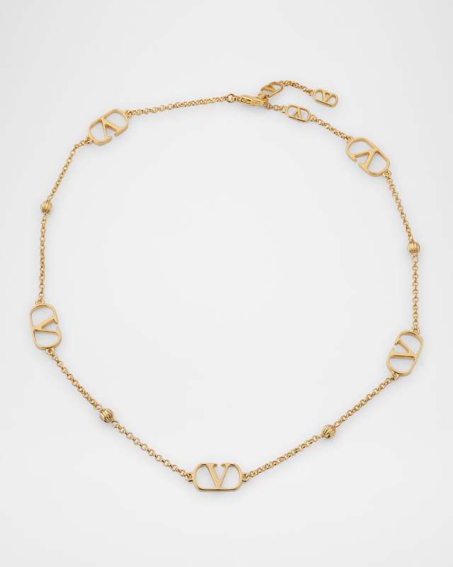 Metal V-Logo Chain Necklace